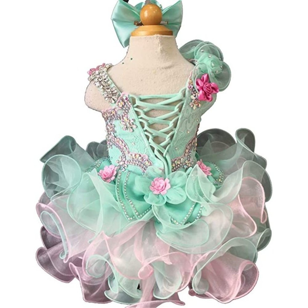 NEW Beautiful Sparkling Bling Rhinestone Mint Pink Baby Gown Flower Girl… - Picture 3 of 4